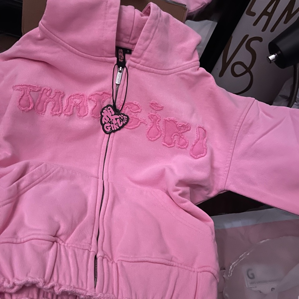 Pink Hoodie and Sweatpants Set